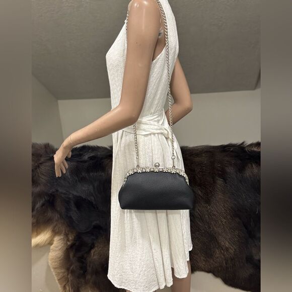 Black Genuine Togo Calfskin Handmade Push-lock Clutch/Wristlet/Evening Bag - Picture 7 of 10